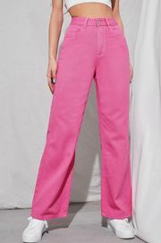 pink straight leg jeans