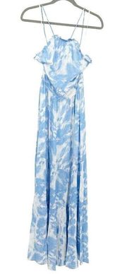 Alexia Admor Womens Kira Ruffle Halter Open Back Printed Maxi Dress Size 2 NWT