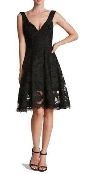 Black Maya Crepe Fit & Flare Dress M