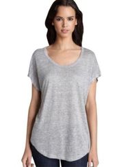 💕JOIE💕 Neyo Scoop Neck Cap Sleeve T-shirt 100% Linen Light Heather Grey Large