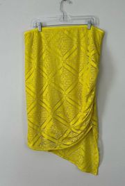 Bisou Bisou | Yellow Eyelet Side Ruched Pencil Skirt Size 0X