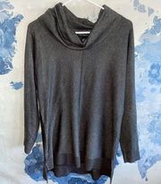 Joan Vass Cowl Neck Grey Tunic Sweater