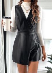 Black Pleather Romper