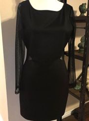 Marilyn Monroe Black Mini Dress With Sheer Sleeves And Cut Outs