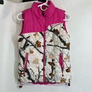 Legendary Whitetails Puffer Vest Winter Snow Camo Pink Womens Size XS White Pink