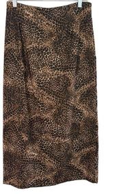 Vintage Briggs leopard animal print maxi pencil straight skirt zip back sz 10