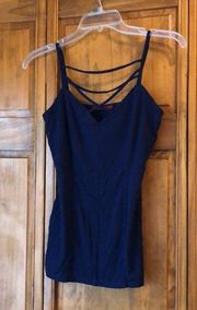 BKE Navy Criss Cross Cage Front Cami Medium