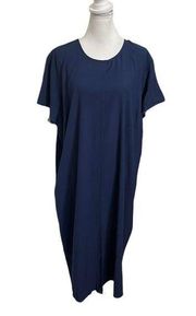 Universal Standard Midi Draped Short Sleeves T Shirt Dress Blue Size US 22-24