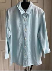 Liz Claiborne Soft Linen Everyday classic long sleeve shirt, Size L