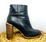 See by Chloe boots Black Leather Crepe Block Heel Round Toe Booties