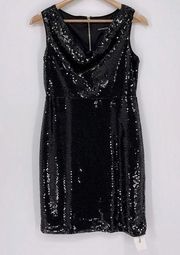 𝅺Cynthia Rowley Black Sleeveless Sequin Dress Lined Women’s Size 4