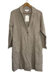 Magaschoni Neutral Beige Tan NWT Collared Cardigan Sweater Shacket