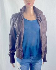 Brown Womens faux leather jacket