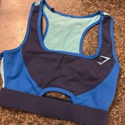 Gymshark  Prism Sz S Sports Bra Blueberry Blue Color block Pullover Athleisure