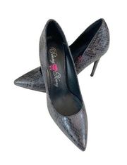 Penny Loves Kenny Women's Pumps Gray Black Snake Print High Heels Size 7M