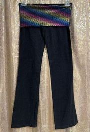 PINK Victorias Secret Y2K Metallic Colorful Fold over Logo Flares Small