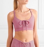 Year of Ours Cindy Pink Lace Up Sports Bra