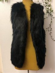 Sebby Collection Black Faux Fur Sweater Vest; Size Large