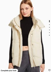 Oversize nylon puffer vest with hood