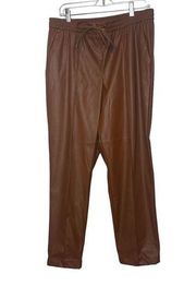 Nine West Brown Faux Leather Pull On Pant Size Large New