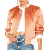 RAG & BONE Morton Bomber Jacket Womens XXS Satin Coat Dual Zip Pockets