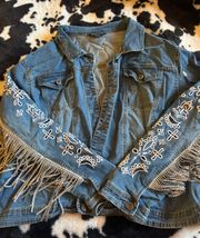 Jean Jacket With Glitter Fringe 