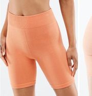 Fabletics  High Rise Ribbed Tangerine Orange Athletic Biker Shorts Size M