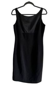 Alberto Makali Womens Sheath Dress Black Sleeveless Slit V Neck Back Zip size 6