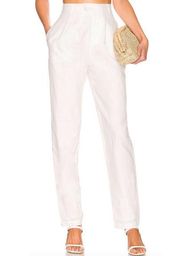 L'Academie The Alaina Pant White SIZE Large Linen Trousers Pleated Career NEW