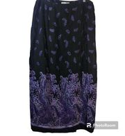 JM Collection Black Purple Paisley Wrap Midi Skirt Size L