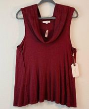 Day to Day Blu Pepper NWT Burgundy Waffle Knit Sleeveless Top Sz M Flowy