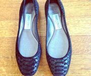 NWT black velvet textured Jimmy Choo Flats, 35.