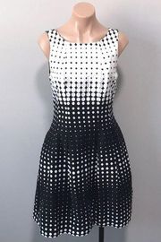 Gabby Skye Black White Polka Dot Dress Fit Flare