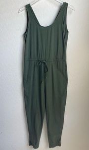 Drew Linen Jumpsuit Olive Green Jogger Style Small
