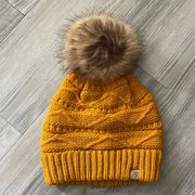 NWOT David & Young knit orange winter Pom Pom hat