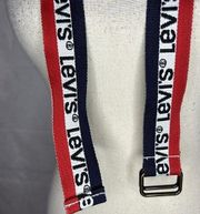 Levi's Canvas Logo Red White Blue Belt 39” D-Ring Adjustable