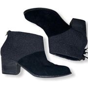 TOMS wool zipper two tone gray heeled bootie boots