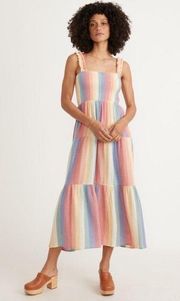 Marine Layer Selene double cloth maxi rainbow dress size Large NWT