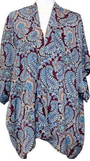 Xhilaration Paisley Open Front 
Kimono Tunic Cardigan Duster Loungewear