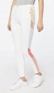 Frame Le High Skinny Colorblock Blanc Panel White High Rise Jeans Size 29