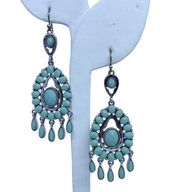 LUCKY BRAND Silvertone Hook Drop Chandelier Earrings