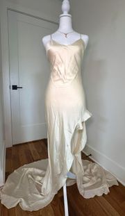 Silk Cream Maxi Dress w/ Train