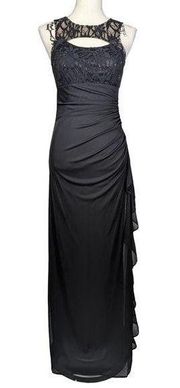 Morgan & Co. Ruched Long Sleeveless Gown Black Size 5/6