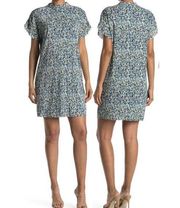 NWT Collective Concepts Blue, white, teal floral short sleeve dress size L