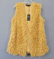 Vertigo Women Vest Size S Tan Fluffy Camel Taffy Trendy Cottagecore Super Soft