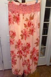 Women's  Peach Floral jogger style pants size S