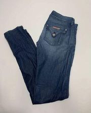 Hudson Women's Jeans Skinny Collin Flap Pockets Low Rise Blue Medium Wash Size 2