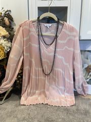 Pink Pleated Blouse Size M