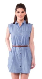 Cherokee sleeveless shirt dress blue size size M