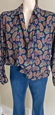 VINTAGE Liz sport 90’s colorful paisley floral button down shirt